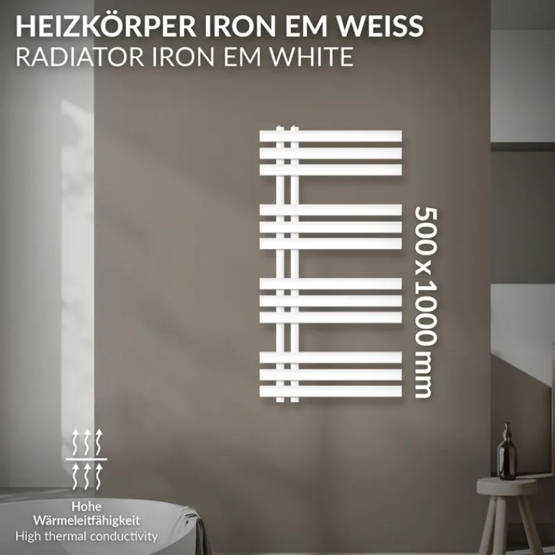 Badheizkörper Iron EM 500x1000 mm Weiß-ECD Germany Best