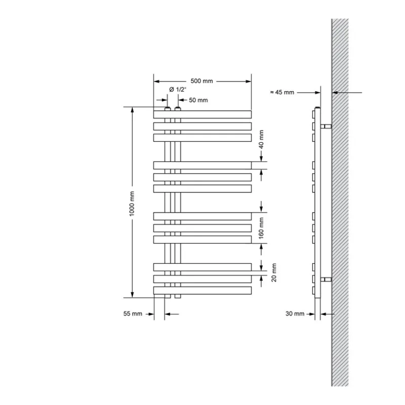 Badheizkörper Iron EM 500x1000 mm Weiß-ECD Germany Best