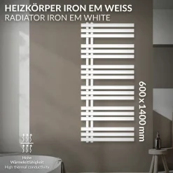 Badheizkörper Iron EM 600x1400 mm Weiß-ECD Germany New