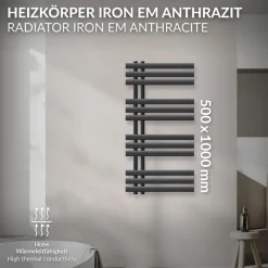 Badheizkörper Iron EM 500x1000 mm Anthrazit-ECD Germany Online