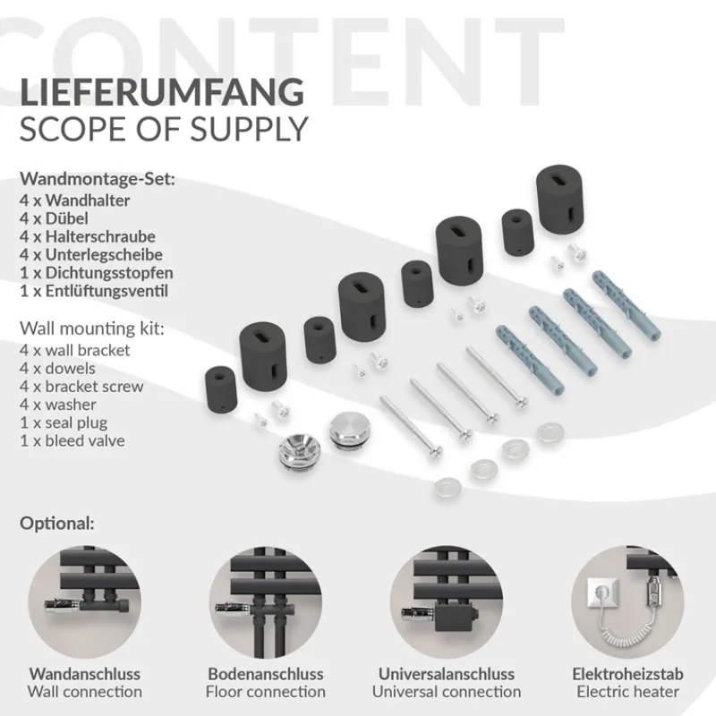 Badheizkörper Iron EM 500x1000 mm Anthrazit-ECD Germany Online