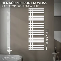 Badheizkörper Iron EM 500x1400 mm Weiß-ECD Germany Outlet