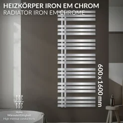 Badheizkörper Iron EM 600x1600 mm Chrome-ECD Germany Discount