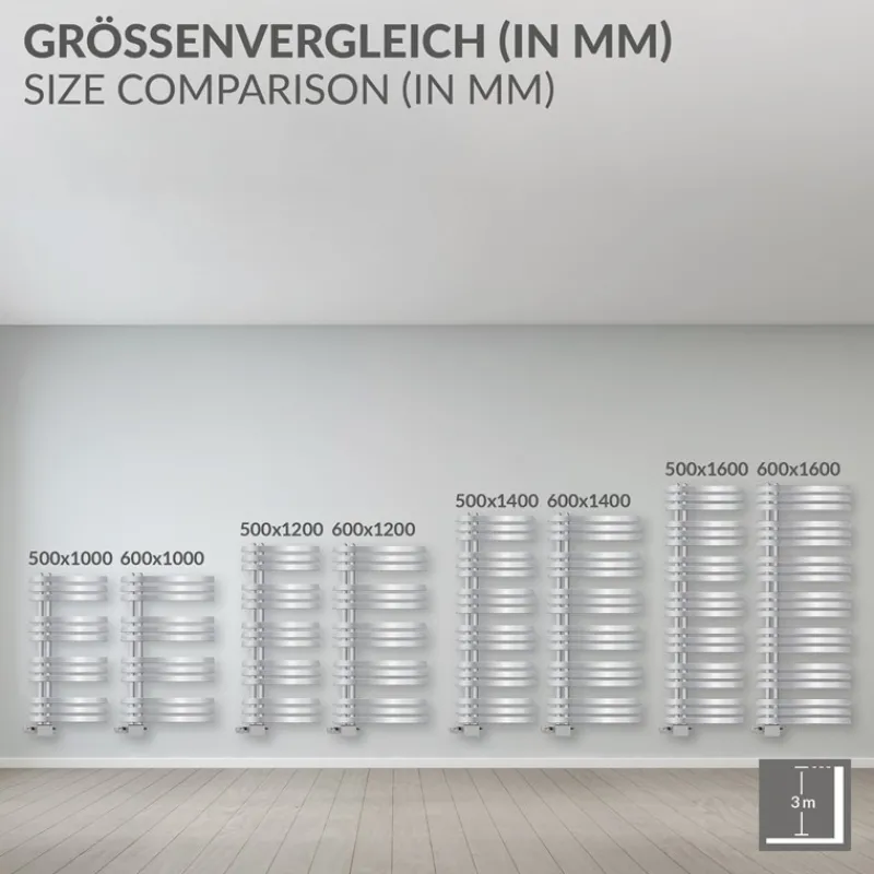 Badheizkörper Iron EM 600x1600 mm Chrome-ECD Germany Discount