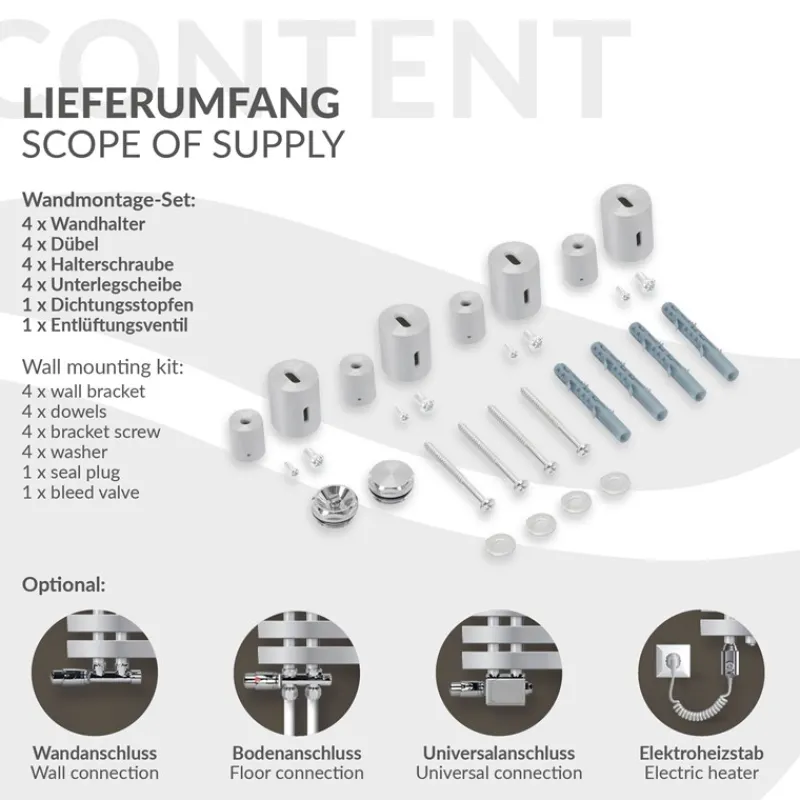 Badheizkörper Iron EM 600x1600 mm Chrome-ECD Germany Discount