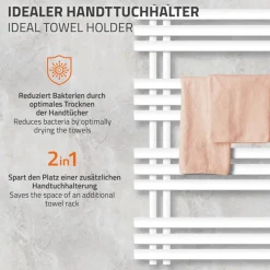 Badheizkörper mit Heizstab 300W 600x1000 mm Weiß LuxeBath-ECD Germany Hot