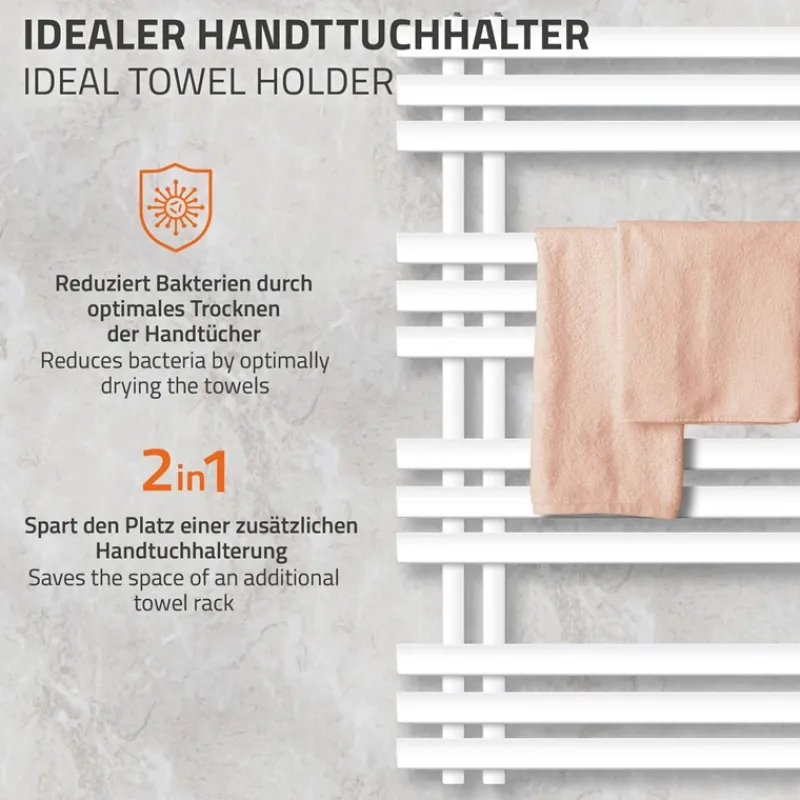 Badheizkörper mit Heizstab 300W 600x1000 mm Weiß LuxeBath-ECD Germany Hot