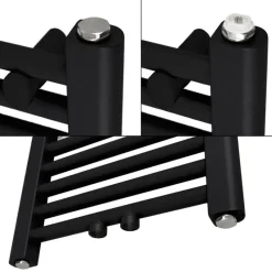 Badheizkörper mit Mittelanschluss 500x1500 mm Schwarz matt gebogen mit Wand Anschlussgarnitur LuxeBath-ECD Germany Discount