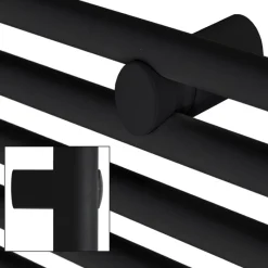 Badheizkörper mit Mittelanschluss 400x1200 mm Schwarz matt gebogen mit Wand Anschlussgarnitur LuxeBath-ECD Germany Discount