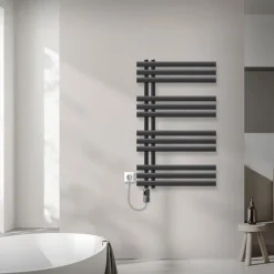 Badheizkörper Mittelanschluss 600x1000 mm Anthrazit mit Heizstab 300W LuxeBath-ECD Germany New