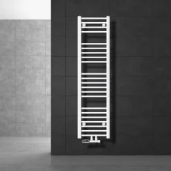 Badheizkörper Mittelanschluss 300x1400 mm Weiß gerade mit Wand Anschlussgarnitur LuxeBath-ECD Germany Sale