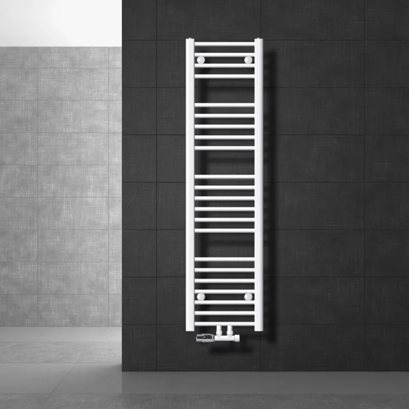 Badheizkörper Mittelanschluss 300x1400 mm Weiß gerade mit Wand Anschlussgarnitur LuxeBath-ECD Germany Sale