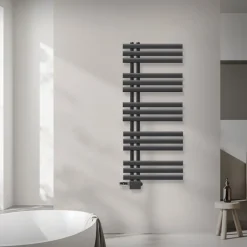 Badheizkörper Mittelanschluss 500x1200 mm Anthrazit mit Universale Anschlussgarnitur LuxeBath-ECD Germany Best