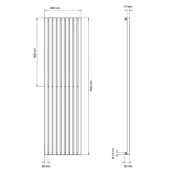Badheizkörper Mittelanschluss 480x1800 mm Weiß mit Universal Thermostatventil LuxeBath-ECD Germany Clearance