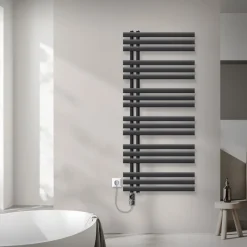 Badheizkörper Mittelanschluss 600x1400 mm Anthrazit mit Heizstab 1200W LuxeBath-ECD Germany Outlet
