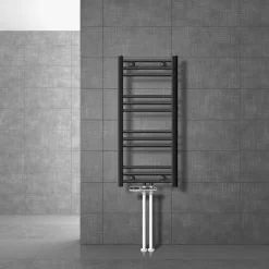 Badheizkörper Mittelanschluss 400x800 mm Anthrazit gerade mit Boden Anschlussgarnitur LuxeBath-ECD Germany Online