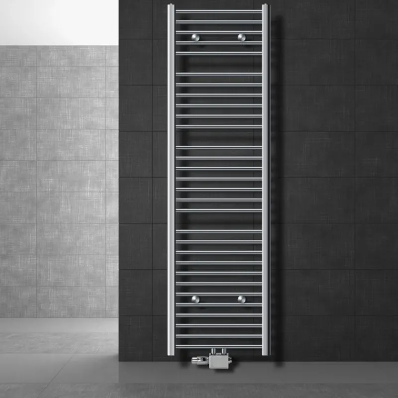 Badheizkörper Mittelanschluss 500x1800 mm Chrome gerade mit Universale Anschlussgarnitur LuxeBath-ECD Germany Outlet