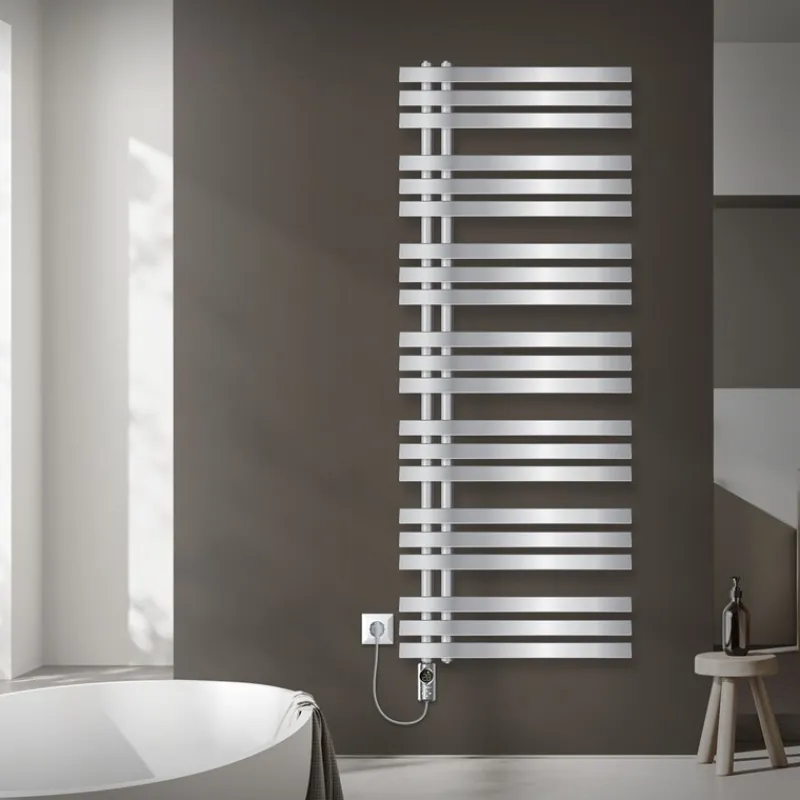 Badheizkörper Mittelanschluss 600x1600 mm Chrom mit Heizstab 1200W LuxeBath-ECD Germany Discount