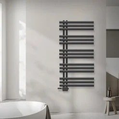 Badheizkörper Mittelanschluss 600x1200 mm Anthrazit mit Universal Anschlussgarnitur LuxeBath-ECD Germany New