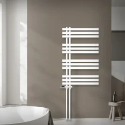 Badheizkörper Mittelanschluss 600x1000 mm Weiß mit Boden Anschlussgarnitur LuxeBath-ECD Germany Hot