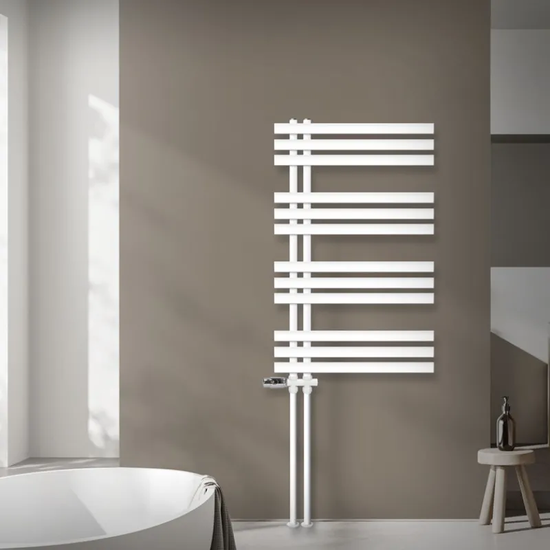 Badheizkörper Mittelanschluss 600x1000 mm Weiß mit Boden Anschlussgarnitur LuxeBath-ECD Germany Hot