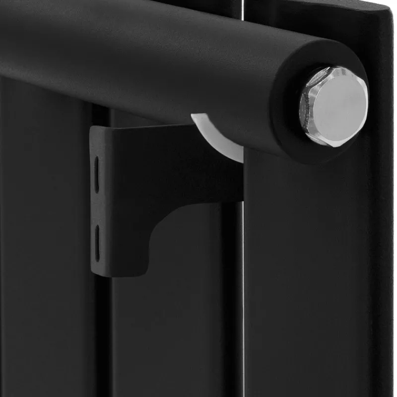 Badheizkörper Mittelanschluss 480x1600 mm Schwarz mit Boden Thermostatventil LuxeBath-ECD Germany Online