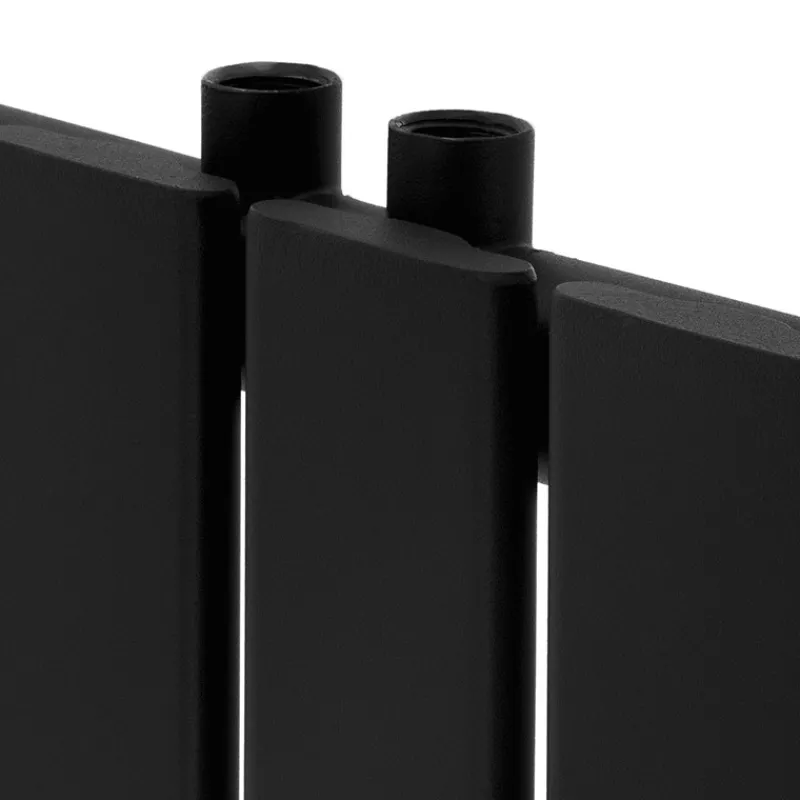 Badheizkörper Mittelanschluss 480x1600 mm Schwarz mit Boden Thermostatventil LuxeBath-ECD Germany Online