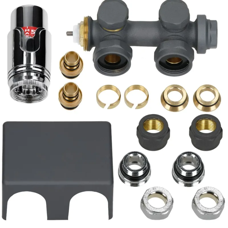 Badheizkörper Mittelanschluss 600x800 mm Anthrazit inkl. Universale Anschlussgarnitur-ECD Germany Best