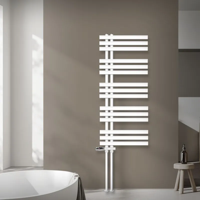 Badheizkörper Mittelanschluss 500x1200 mm Weiß mit Boden Anschlussgarnitur LuxeBath-ECD Germany Discount