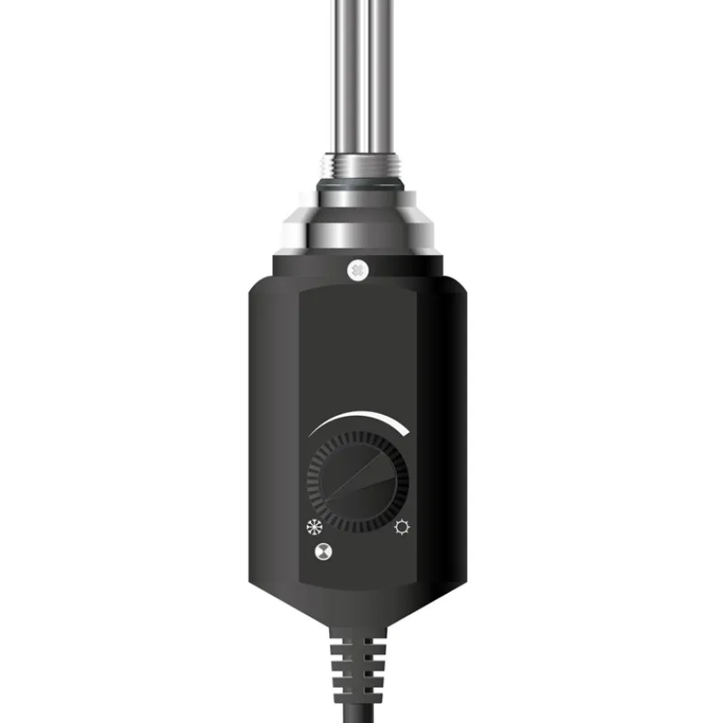 Badheizkörper Mittelanschluss 600x1400 mm Schwarz matt mit Heizstab 1200W LuxeBath-ECD Germany Online