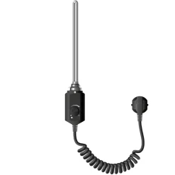 Badheizkörper Mittelanschluss 600x1400 mm Schwarz matt mit Heizstab 1200W LuxeBath-ECD Germany Online