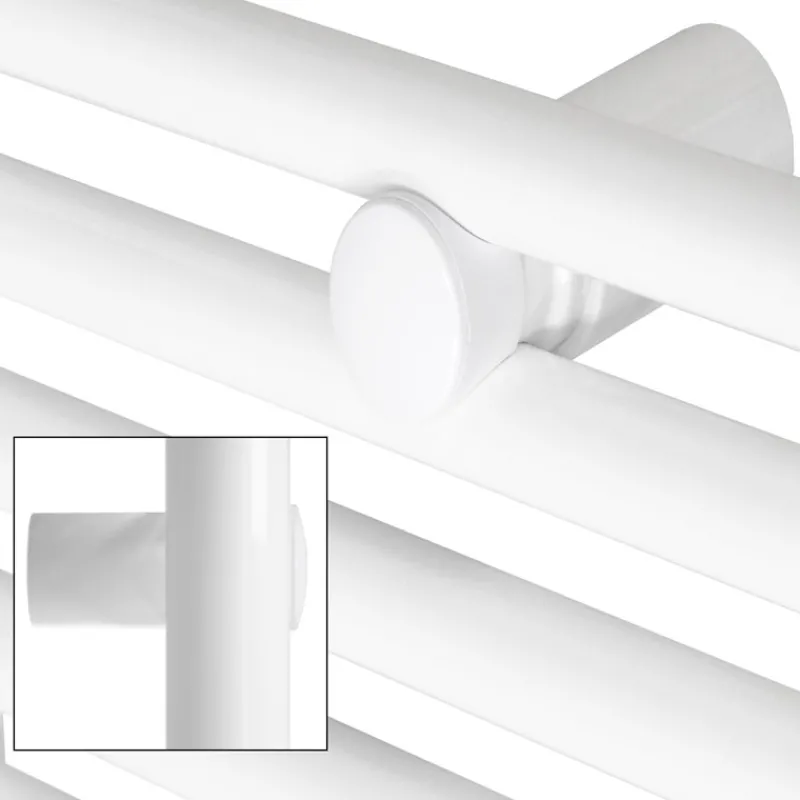 Badheizkörper Mittelanschluss 400x1200 mm Weiß gebogen mit Boden Anschlussgarnitur LuxeBath-ECD Germany Outlet