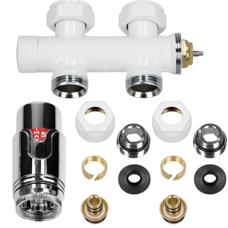 Badheizkörper Mittelanschluss 400x1800 mm Weiß gebogen mit Boden Anschlussgarnitur LuxeBath-ECD Germany