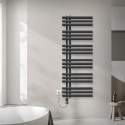 Badheizkörper Mittelanschluss 500x1400 mm Anthrazit mit Heizstab 1200W LuxeBath-ECD Germany Hot