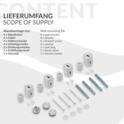 Badheizkörper Mittelanschluss 500x1000 mm Chrom mit Heizstab 300W LuxeBath-ECD Germany Outlet