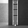 Badheizkörper Mittelanschluss 300x1800 mm Weiß gerade mit Universale Anschlussgarnitur LuxeBath-ECD Germany Discount