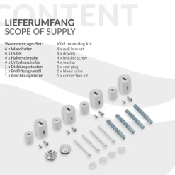 Badheizkörper Mittelanschluss 500x1200 mm Chrome mit Wand Anschlussgarnitur LuxeBath-ECD Germany Hot