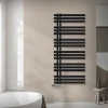 Badheizkörper Mittelanschluss 600x1400 mm Schwarz matt mit Wand Thermostatventil LuxeBath-ECD Germany Hot
