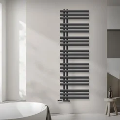 Badheizkörper Mittelanschluss 500x1600 mm Anthrazit mit Wand Anschlussgarnitur LuxeBath-ECD Germany New