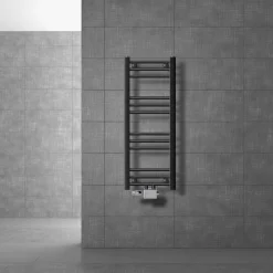 Badheizkörper Mittelanschluss 300x800 mm Anthrazit gerade mit Universale Anschlussgarnitur LuxeBath-ECD Germany Outlet