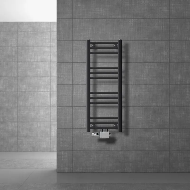 Badheizkörper Mittelanschluss 300x800 mm Anthrazit gerade mit Universale Anschlussgarnitur LuxeBath-ECD Germany Outlet