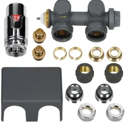 Badheizkörper Mittelanschluss 300x800 mm Anthrazit gerade mit Universale Anschlussgarnitur LuxeBath-ECD Germany Outlet