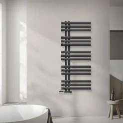 Badheizkörper Mittelanschluss 500x1200 mm Anthrazit mit Wand Anschlussgarnitur LuxeBath-ECD Germany New