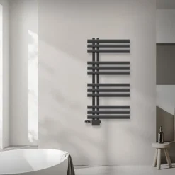 Badheizkörper Mittelanschluss 500x1000 mm Anthrazit mit Universale Anschlussgarnitur LuxeBath-ECD Germany