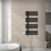 Badheizkörper Mittelanschluss 500x1000 mm Schwarz matt mit Heizstab 300W LuxeBath-ECD Germany Hot