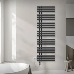 Badheizkörper Mittelanschluss 500x1600 mm Anthrazit mit Heizstab 1200W LuxeBath-ECD Germany Hot