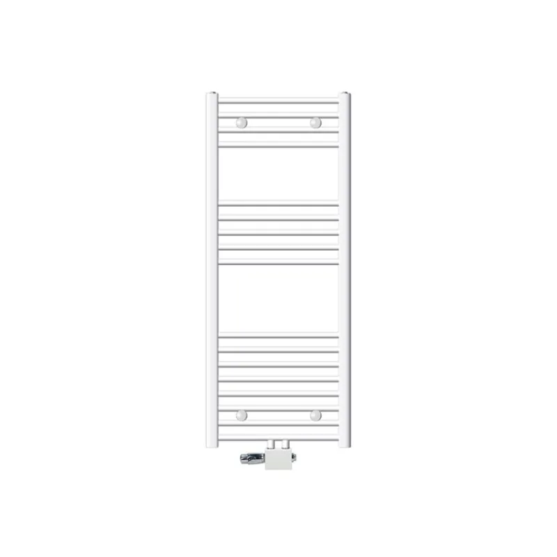 Badheizkörper Mittelanschluss 500x1200 mm Weiß gerade mit Universale Anschlussgarnitur LuxeBath-ECD Germany Outlet