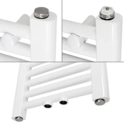 Badheizkörper Mittelanschluss 500x1200 mm Weiß gerade mit Universale Anschlussgarnitur LuxeBath-ECD Germany Outlet