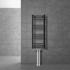 Badheizkörper Mittelanschluss 300x800 mm Anthrazit gerade mit Boden Anschlussgarnitur LuxeBath-ECD Germany Hot