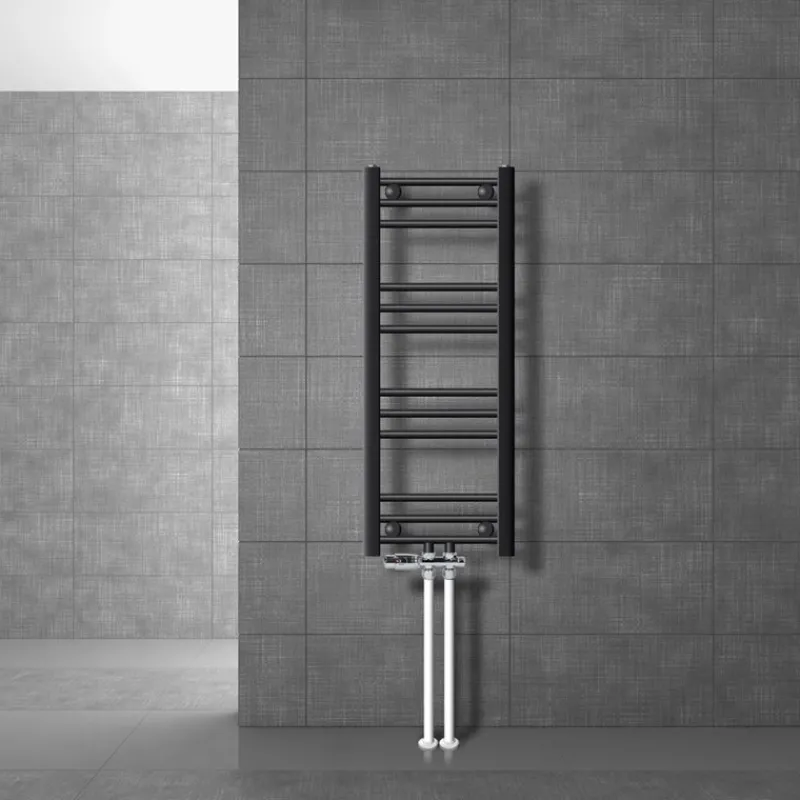 Badheizkörper Mittelanschluss 300x800 mm Anthrazit gerade mit Boden Anschlussgarnitur LuxeBath-ECD Germany Hot